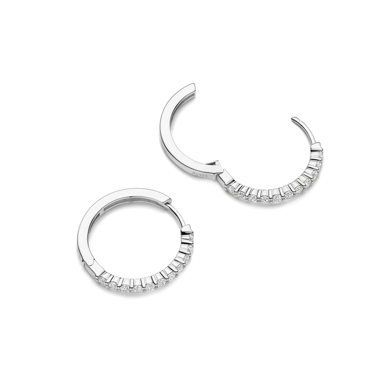Tennis Large Hoop Earrings - Silver - 78077ZI