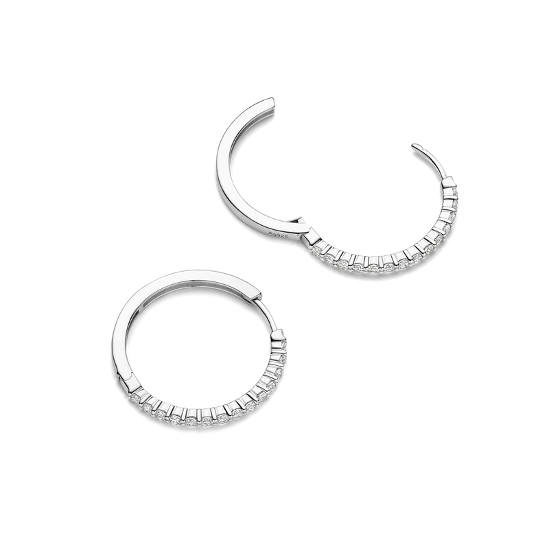 Tennis Oversized Hoop Earrings - Silver - 78078ZI