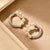 Pearl Zirconia Circle Earrings - Silver