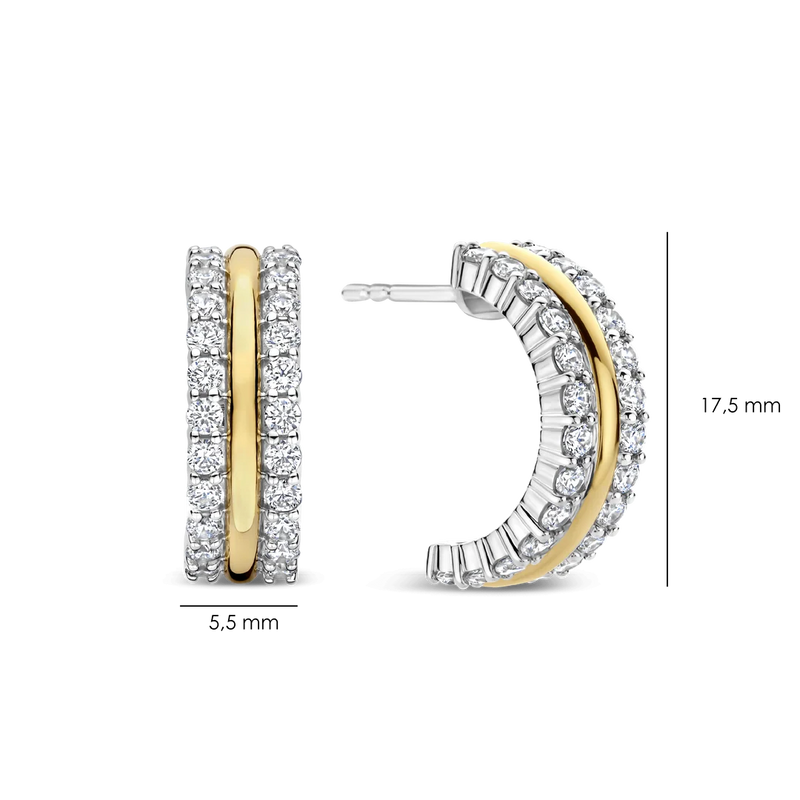 Triple Band Zirconia Hoops - Yellow/Silver