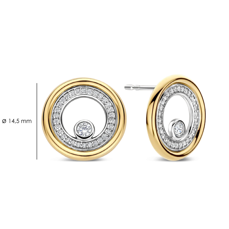 Zirconia Double Circle Earrings - Gold/Silver