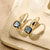 Blue Cushion Hoops - Gold/Silver