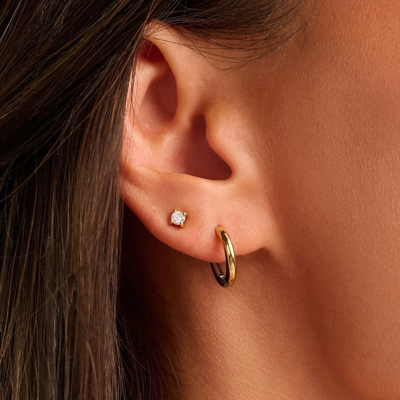 Claw Set Stud Earring - Gold - 7835ZY