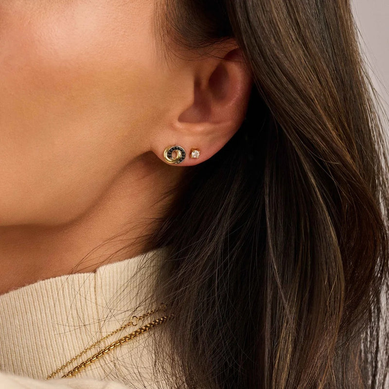 Claw Set Stud Earring - Gold - 7835ZY