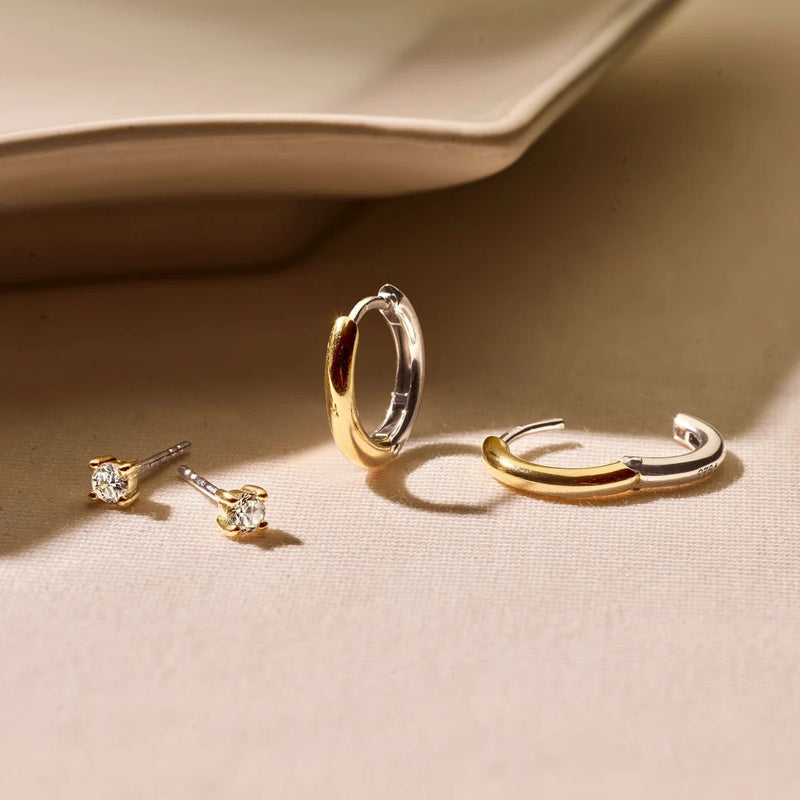 Claw Set Stud Earring - Gold - 7835ZY