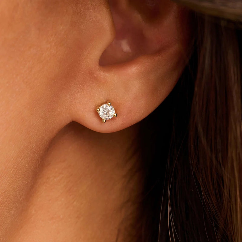 Classic Zirconia Earstuds, 4mm - Gold