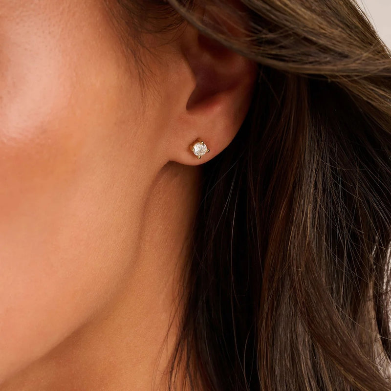 Classic Zirconia Earstuds, 4mm - Gold
