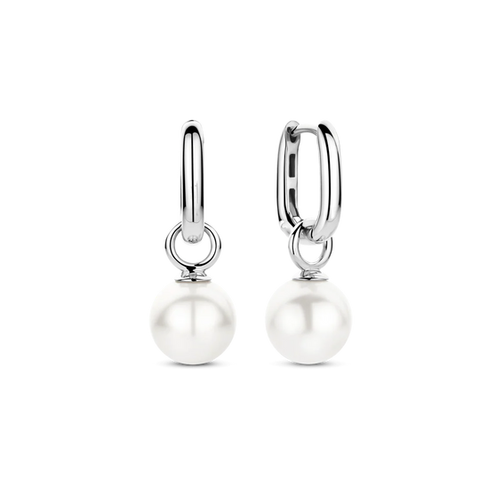 Milano Pearl Hoop Earrings - Silver - 7848WP