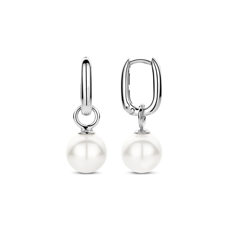 Milano Pearl Hoop Earrings - Silver - 7848WP
