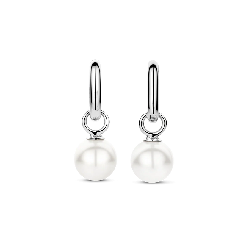 Milano Pearl Hoop Earrings - Silver - 7848WP