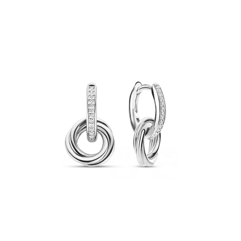 Milano Pave Hoop Earrings - Silver - 7857ZI