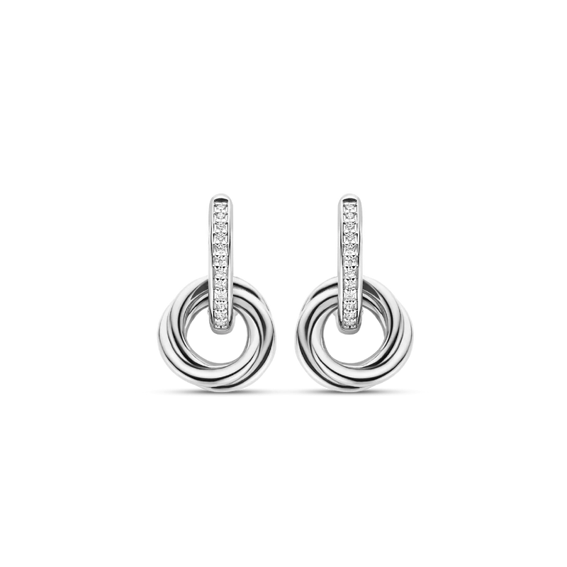 Milano Pave Hoop Earrings - Silver - 7857ZI