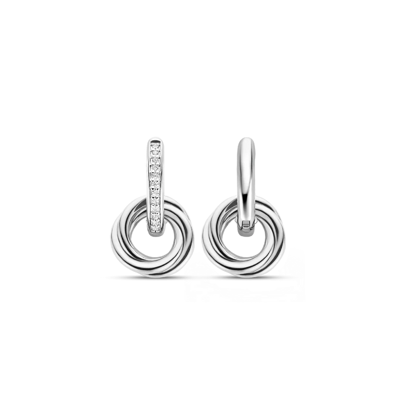 Milano Pave Hoop Earrings - Silver - 7857ZI