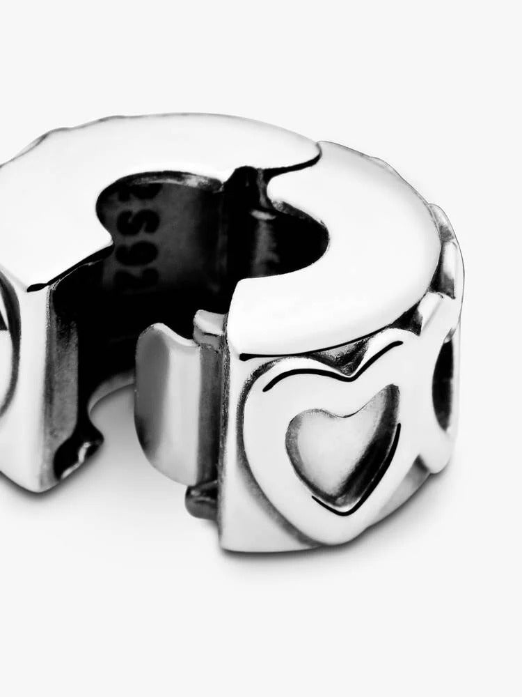 Band of Hearts Clip Charm - Sterling Silver