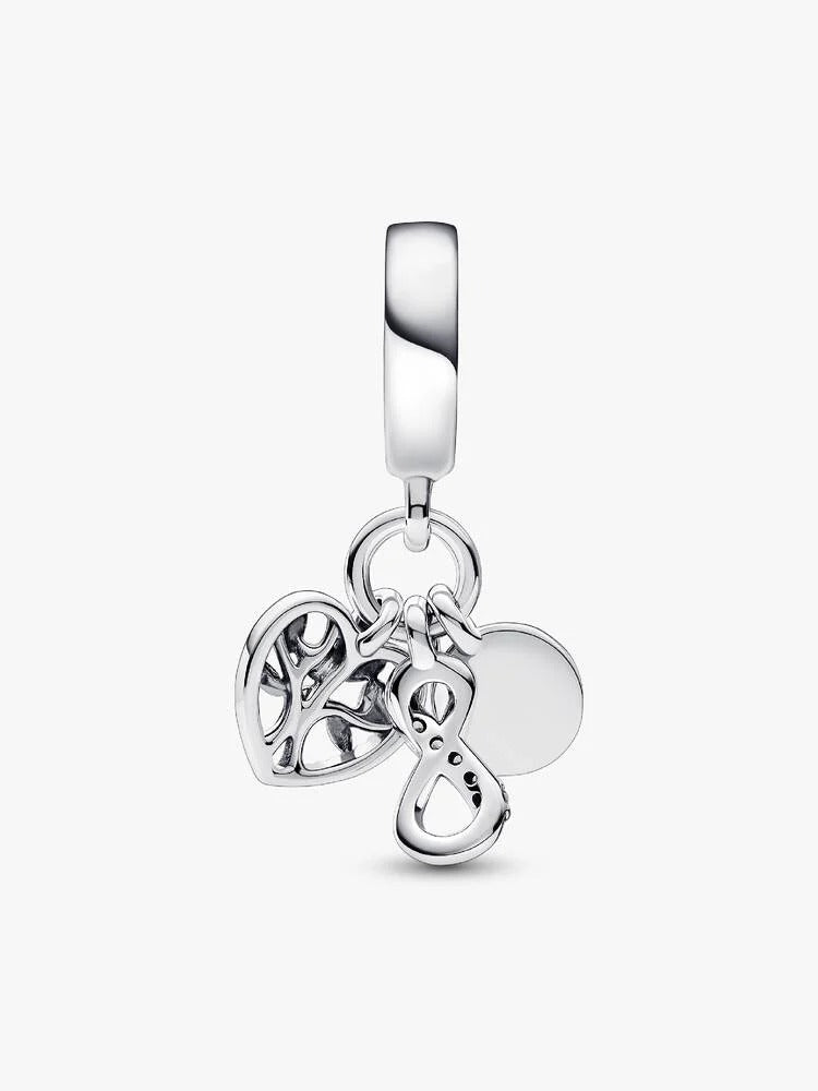 Family Infinity Triple Dangle Charm - Sterling Silver