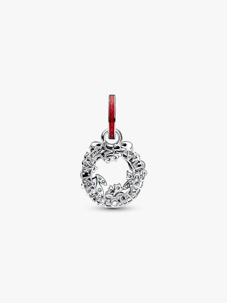 Holiday Wreath Double Dangle Charm - Sterling Silver - 794238C01