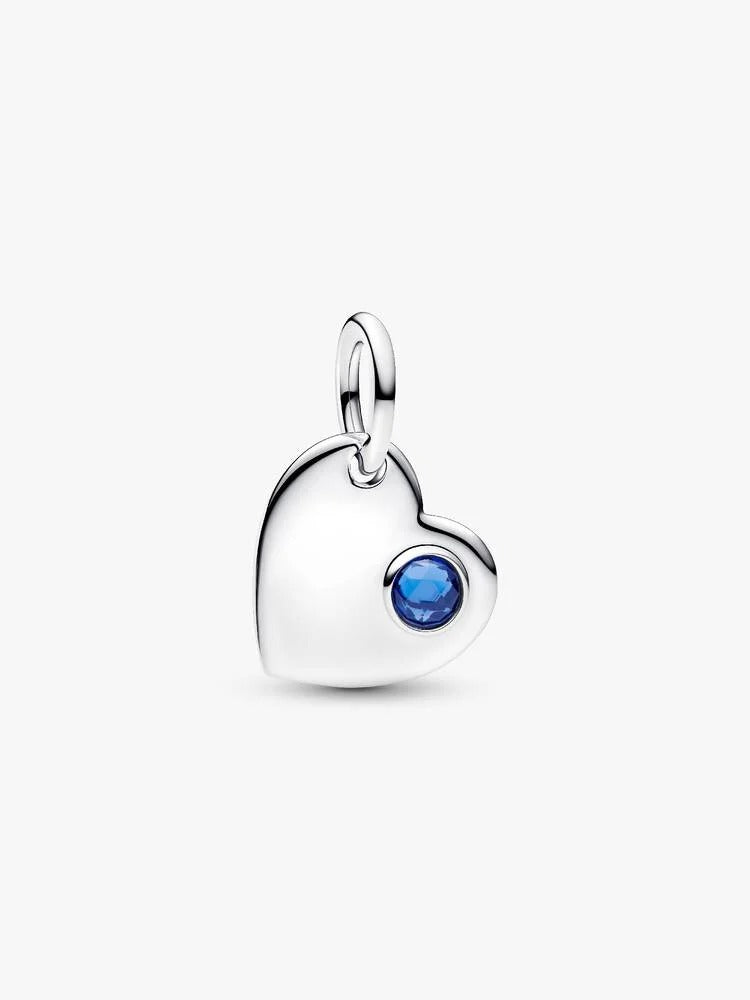 September Heart Princess Blue Dangle Charm - Sterling Silver - 794295C09