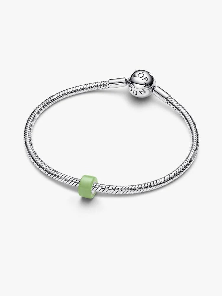 Green Murano Glass Mini Charm - Sterling Silver