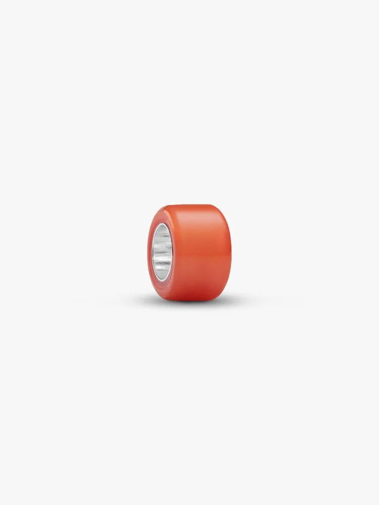 Orange Murano Glass Mini Charm - Sterling Silver
