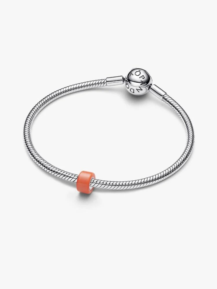 Orange Murano Glass Mini Charm - Sterling Silver
