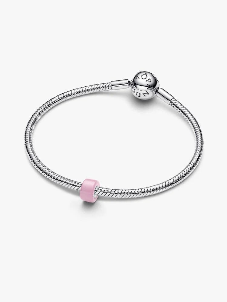 Pink Murano Glass Mini Charm - Sterling Silver