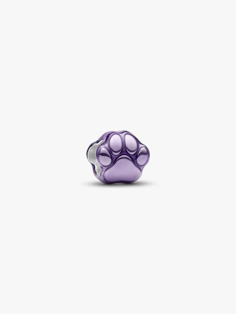 Purple Paw Mini Charm - Sterling Silver