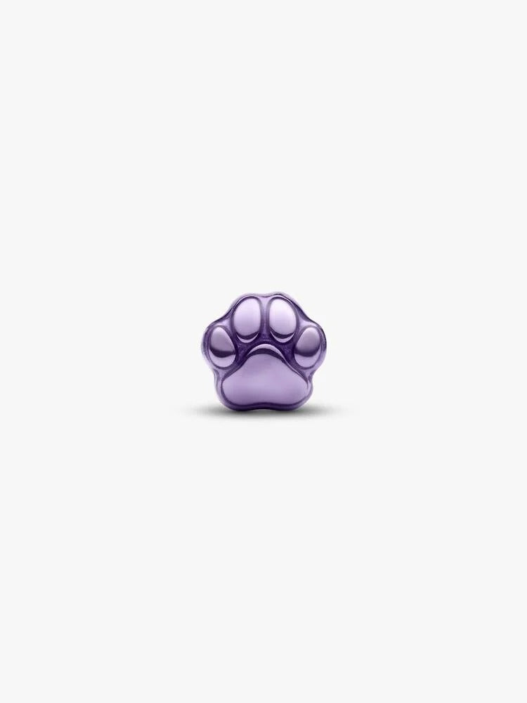 Purple Paw Mini Charm - Sterling Silver