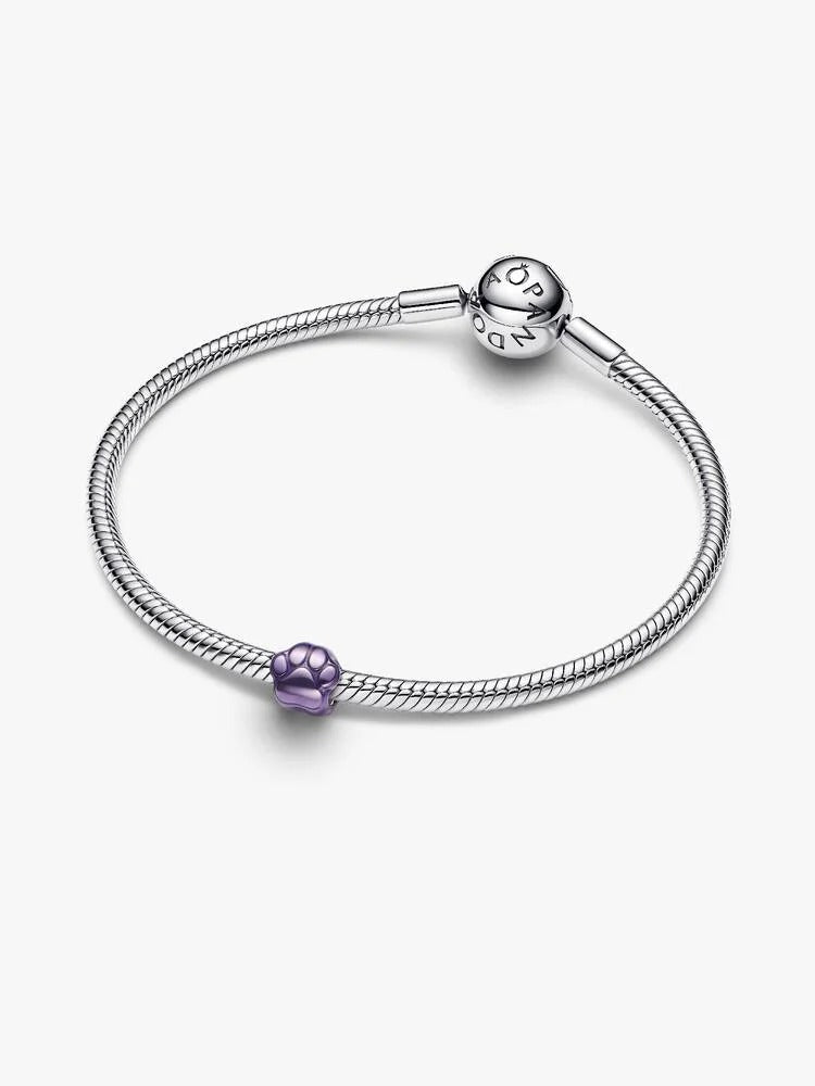 Purple Paw Mini Charm - Sterling Silver