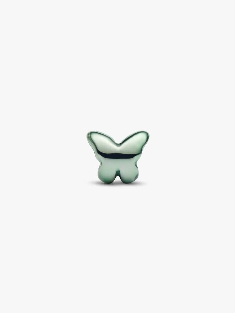 Green Butterfly Mini Charm - Sterling Silver
