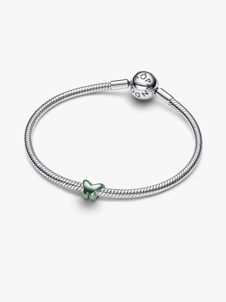 Green Butterfly Mini Charm - Sterling Silver