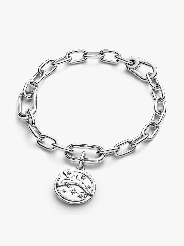 Dolphin Medallion Charm - Sterling Silver
