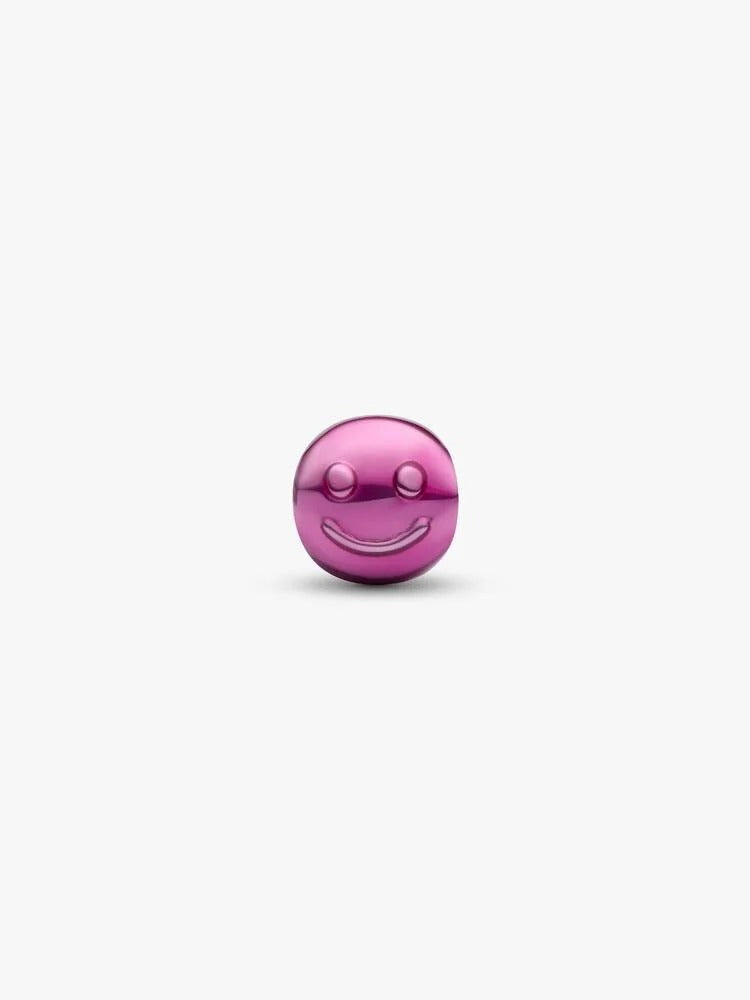 Pink Happy Face Mini Charm - Sterling Silver