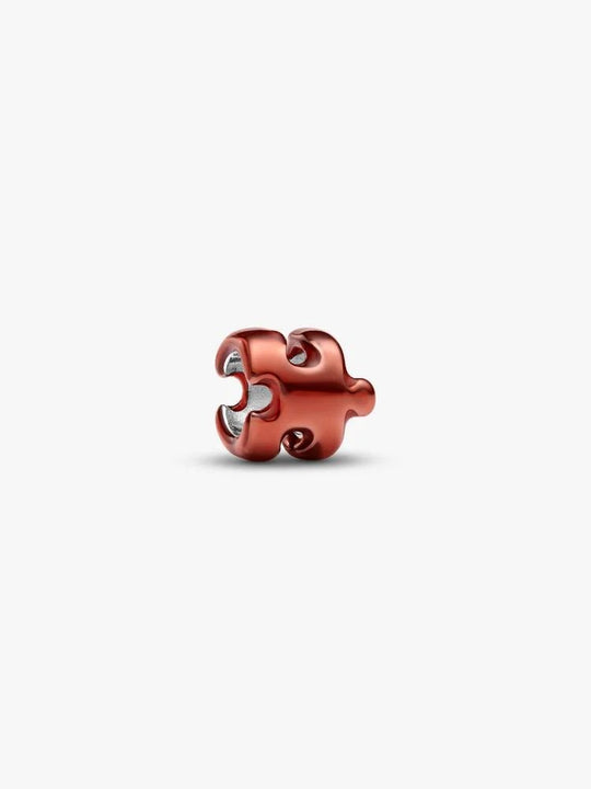 Orange Puzzle Piece Mini Charm - Sterling Silver