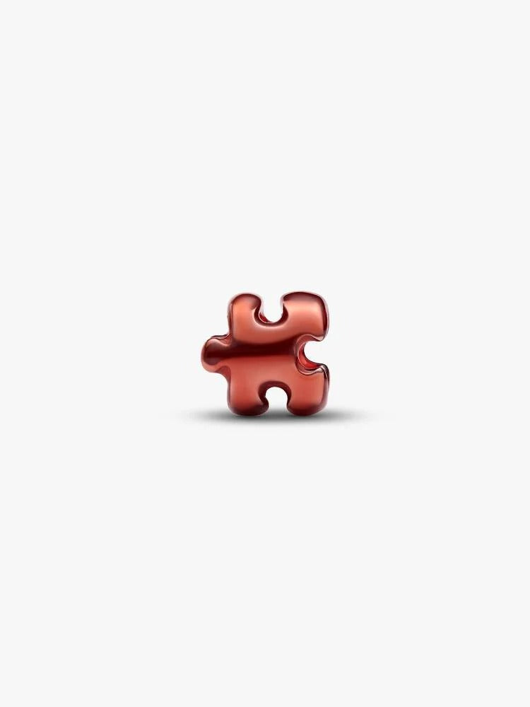Orange Puzzle Piece Mini Charm - Sterling Silver