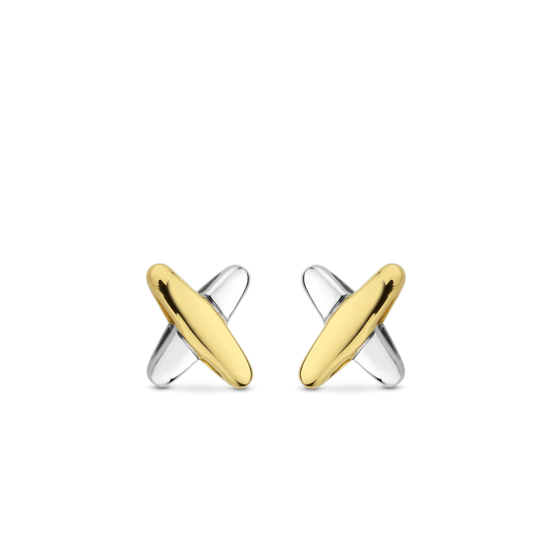 Milano Cross Stud Earrings - Silver/Gold - 7982SY