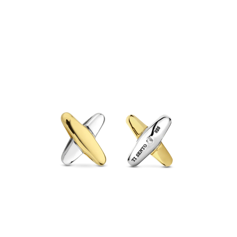 Milano Cross Stud Earrings - Silver/Gold - 7982SY