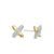Milano CZ Cross Stud Earrings - Silver/Gold - 7982ZY