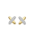 Milano CZ Cross Stud Earrings - Silver/Gold - 7982ZY