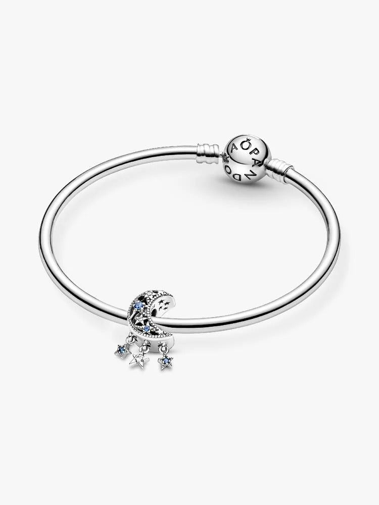 Star & Crescent Moon Charm - Sterling Silver