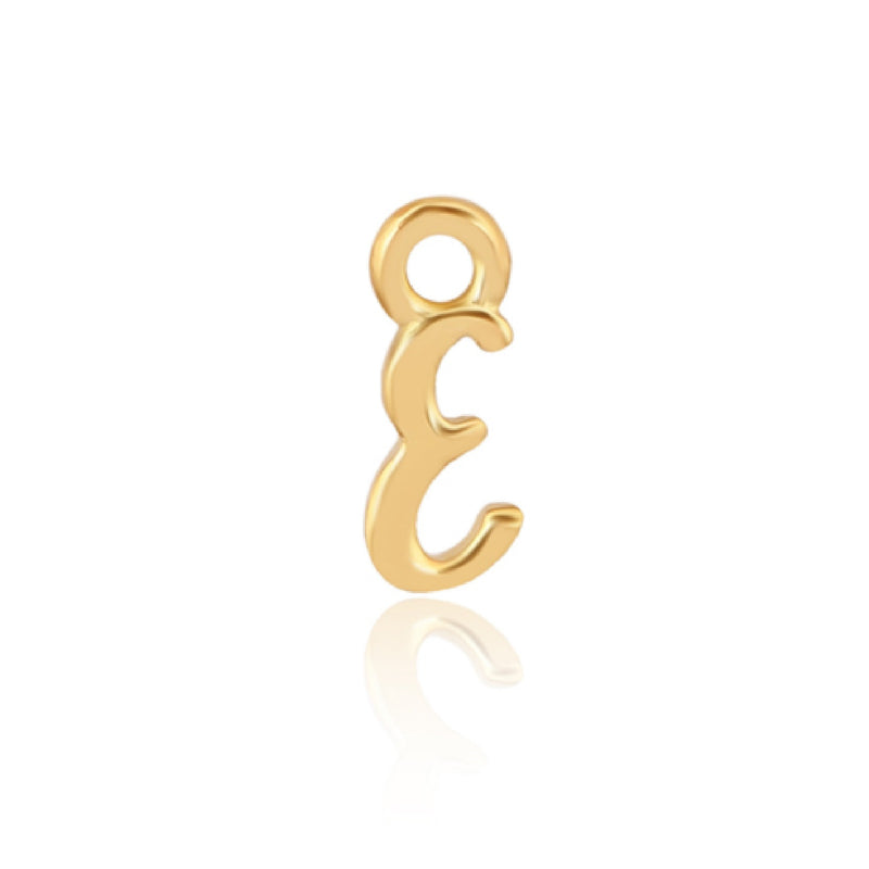 Initial E Alphabet Charm - Gold