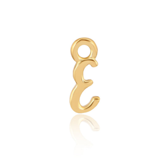 Initial E Alphabet Charm - Gold