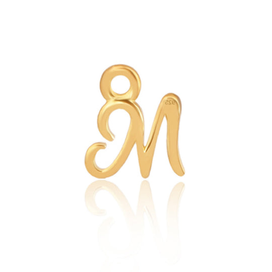 Initial M Alphabet Charm - Gold
