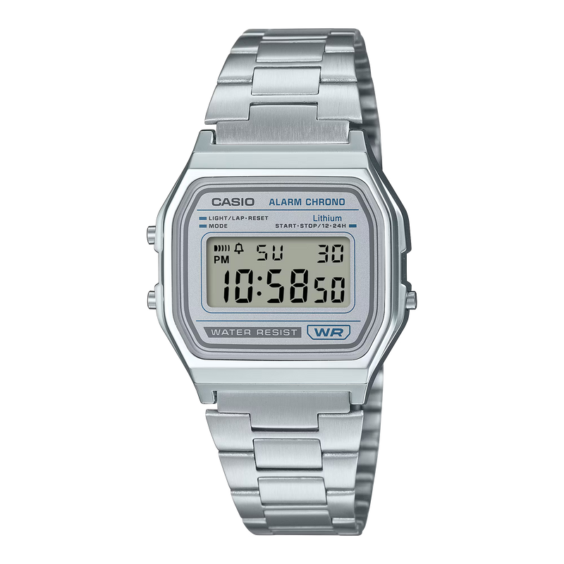 Unisex Vintage Digital Watch - Silver - A158WEA-7EF