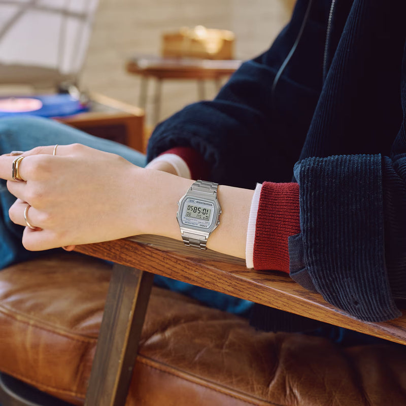 Unisex Vintage Digital Watch - Silver - A158WEA-7EF