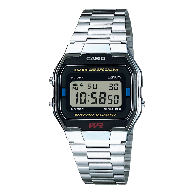 Unisex Vintage Iconic Digital Watch - Black/Silver - A163WA-1QES