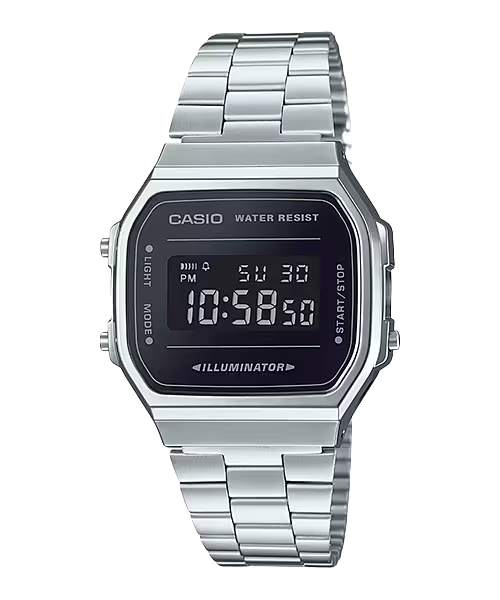 Vintage Iconic Digital Watch - Black/Silver - A168WEM-1EF