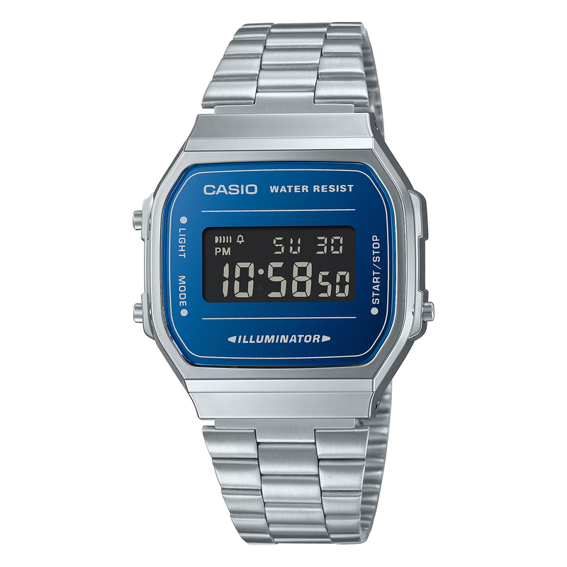 Unisex Vintage Iconic Digital Watch - Blue/Silver - A168WEM-2BEF