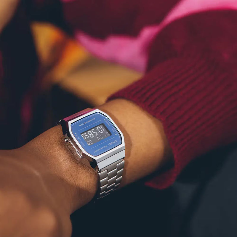 Unisex Vintage Iconic Digital Watch - Blue/Silver - A168WEM-2BEF