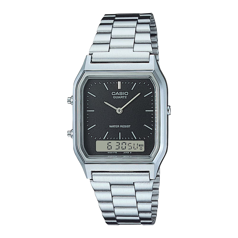Unisex Vintage Edgy Watch - Silver/Black - AQ-230A-1DMQYES