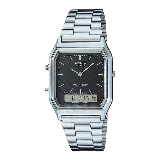 Vintage Edgy Watch - Silver/Black - AQ-230A-1DMQYES
